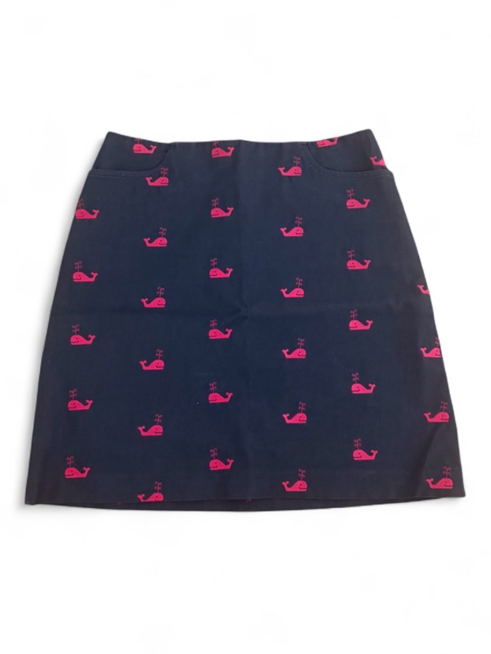 VINTAGE LILLY PULITZER NAVY AND PINK WHALE LOGO SKIRT SIZE 8